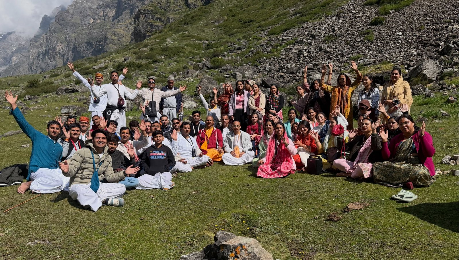 Charan paduka darshan at Badrinath Dham, devotees of ISKCON Rewari